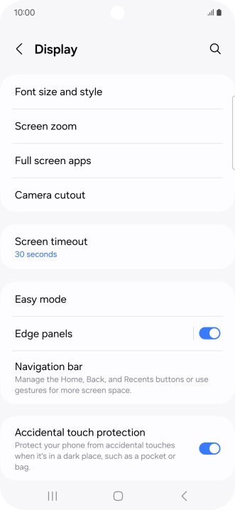 Press Screen timeout.