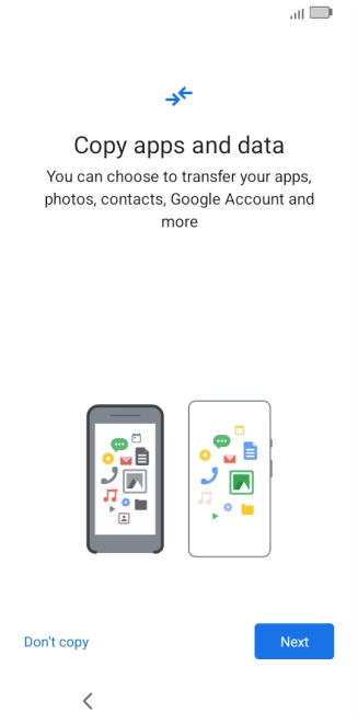 When this screen is displayed, your phone is ready to restore content from a Google One backup.