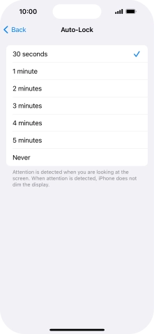Press the required setting.