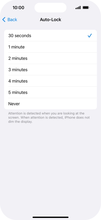 Press the required setting.