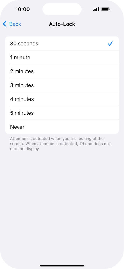 Press the required setting.