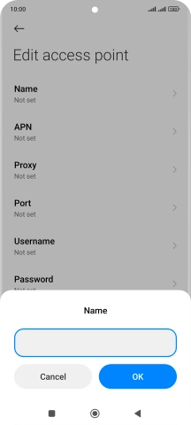 Key in Vodafone Internet and press OK.