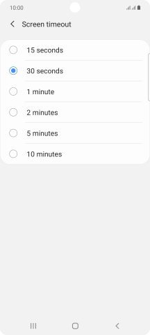 Press the required setting.