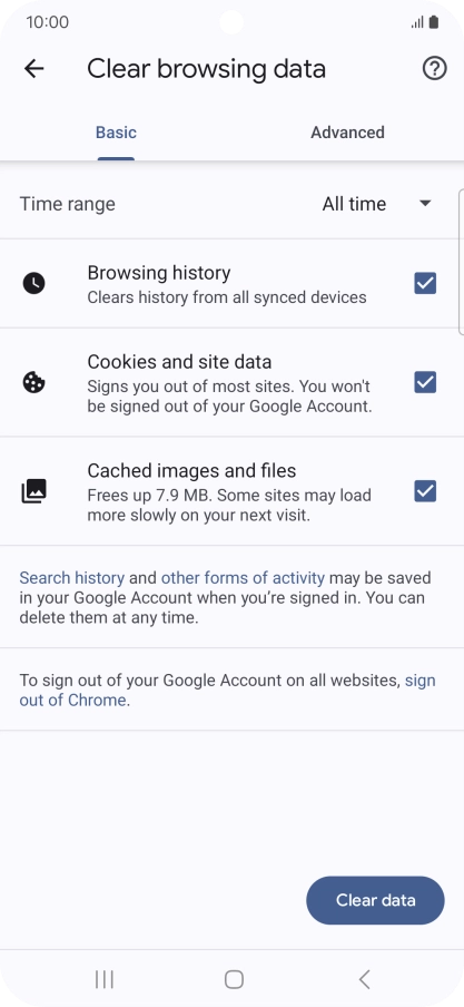 Press the fields next to the required data types.
