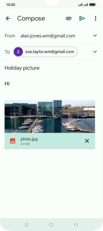 Press the send icon when you've finished your email message.