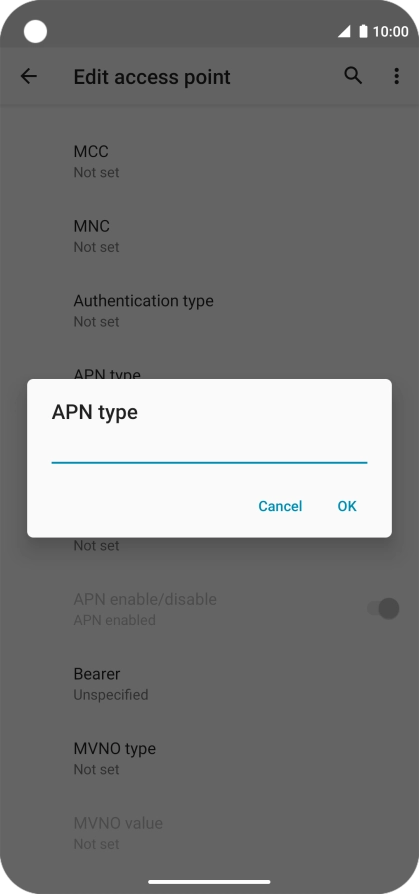 Key in default and press OK.