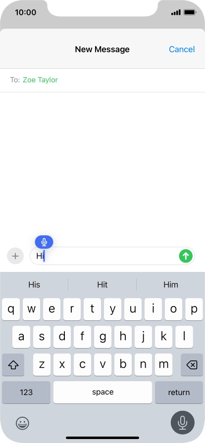 Press the microphone icon to end dictation.