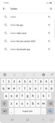 Key in Twitter and press the search icon.