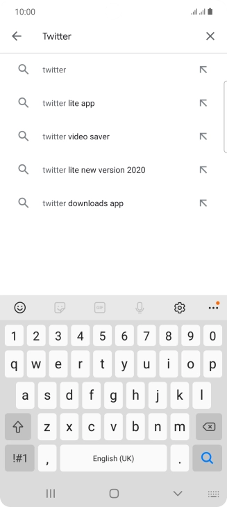 Key in Twitter and press the search icon.