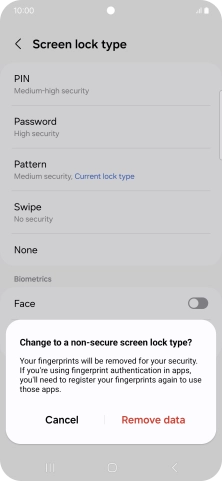 Press Remove data.