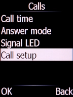 Select Call setup and press the Left selection key.