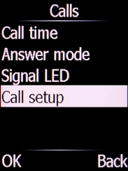 Select Call setup and press the Left selection key.