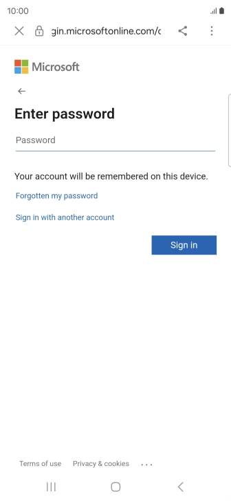 Press Password and key in the password for your email account.