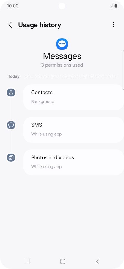 The app activity for the selected app is displayed.