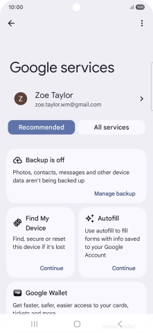 Press Manage backup.
