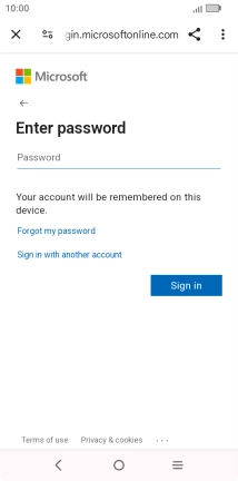 Press Password and key in the password for your email account.