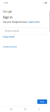 If you don't have a Google account, press Create account and follow the instructions on the screen to create an account.