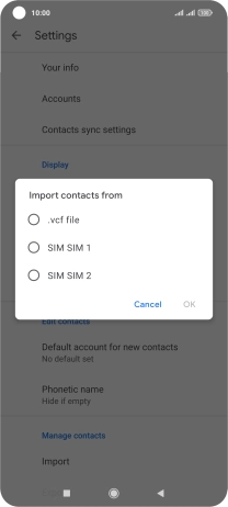 Press the required SIM.