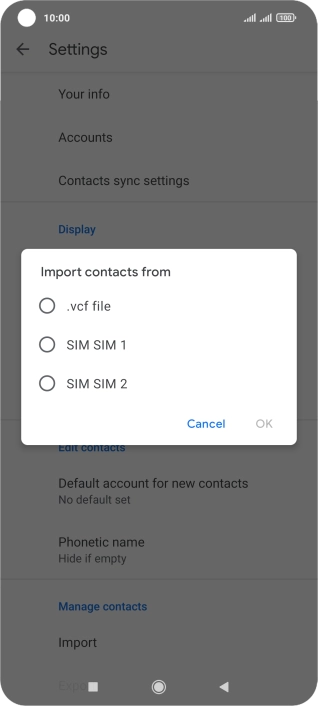 Press the required SIM.