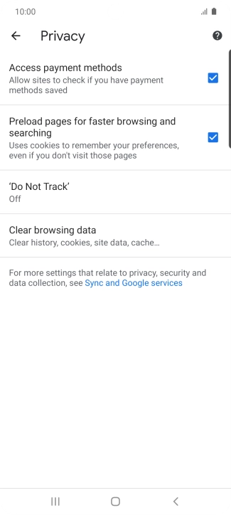 Press Clear browsing data.