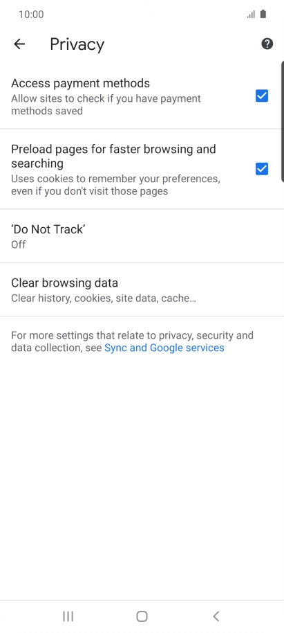 Press Clear browsing data.