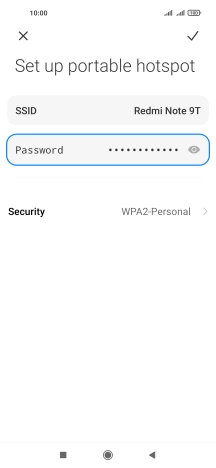 Press SSID and key in the required name for the Wi-Fi hotspot.