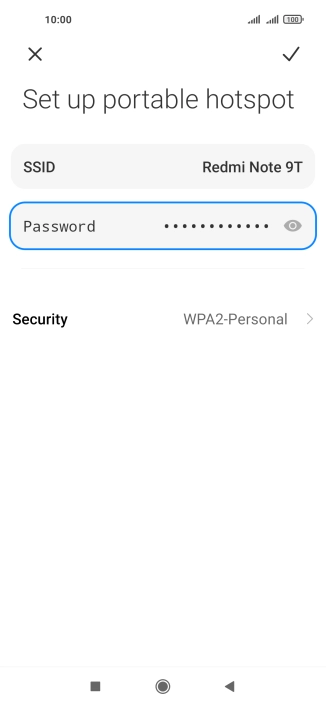Press SSID and key in the required name for the Wi-Fi hotspot.