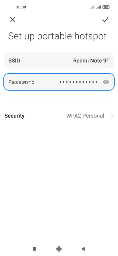 Press SSID and key in the required name for the Wi-Fi hotspot.