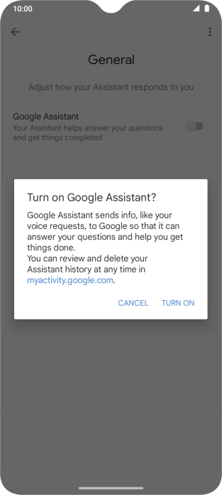 If you turn on the function, press TURN ON.