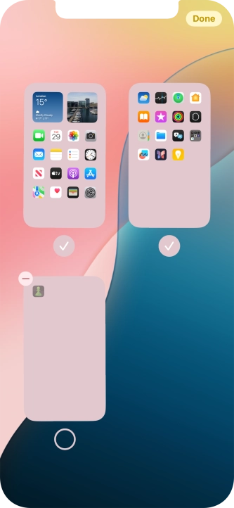 Press the delete icon next to the required home screen page.