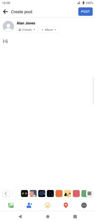 Write the required text and press POST.