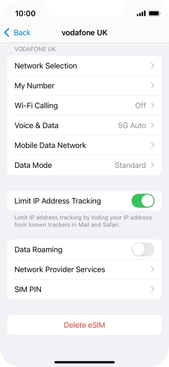 Press Delete eSIM and follow the instructions on the screen to delete your eSIM.