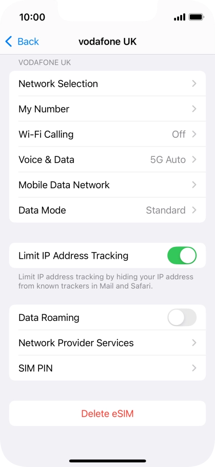 Press Delete eSIM and follow the instructions on the screen to delete your eSIM.