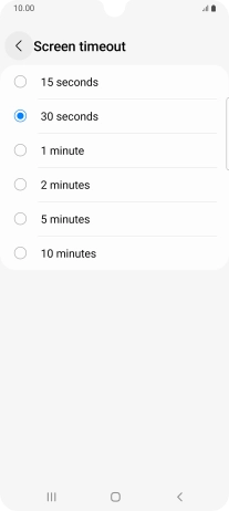 Press the required setting.