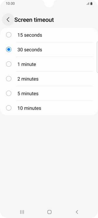 Press the required setting.