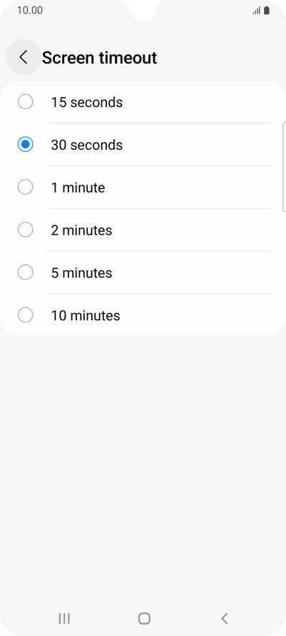 Press the required setting.