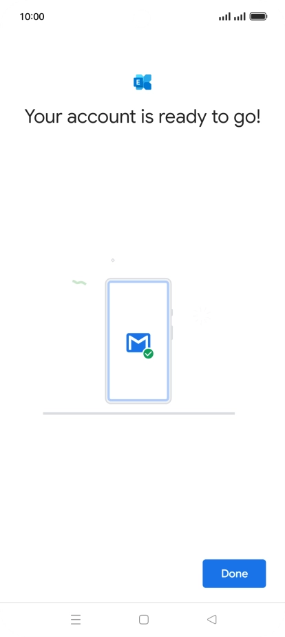 If this screen is displayed, your email account has been recognised and is being set up automatically. Follow the instructions on the screen to key in more information and finish setting up your phone.