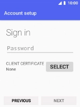 Select Password and key in the password for your email account.
