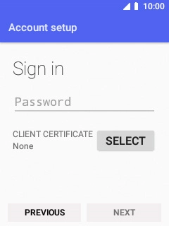 Select Password and key in the password for your email account.