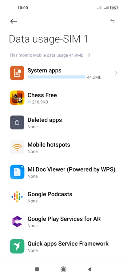 The total data usage is displayed.