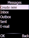 Select Create new and press the Left selection key.