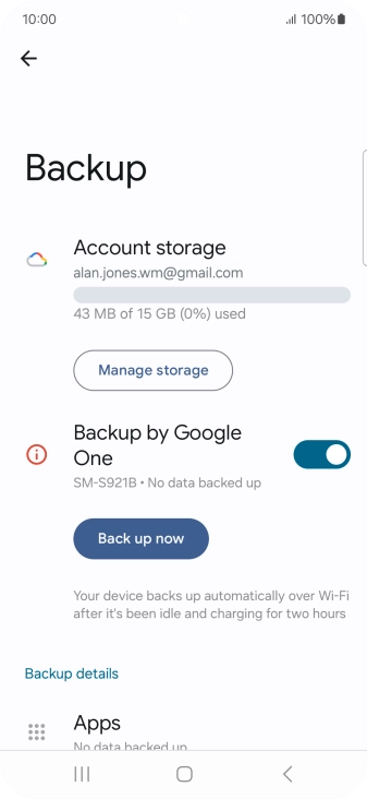 Press Back up now and wait while the phone memory is backed up.