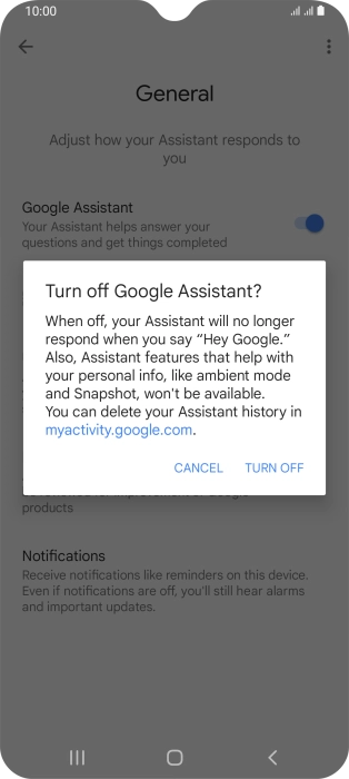 If you turn off the function, press TURN OFF.