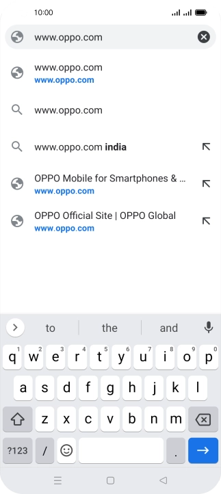 Key in the address of the required web page and press arrow right.