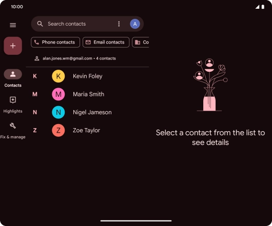 Press and hold the required contact.