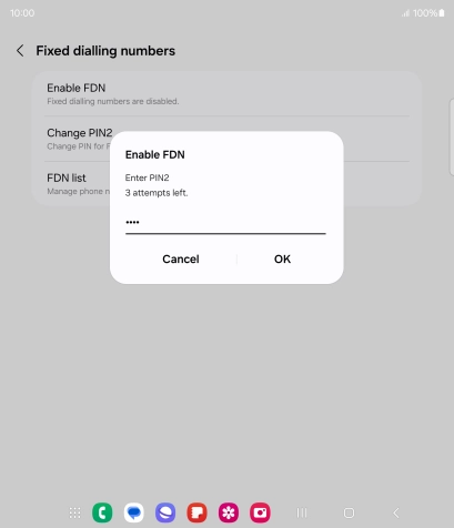 Key in your PIN2 and press OK. The default PIN2 is 1111.