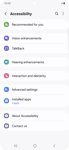 Press Vision enhancements and follow the instructions on the screen to select the required settings.