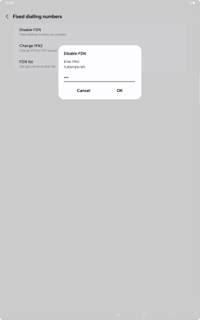 Key in your PIN2 and press OK. The default PIN2 is 1111.
