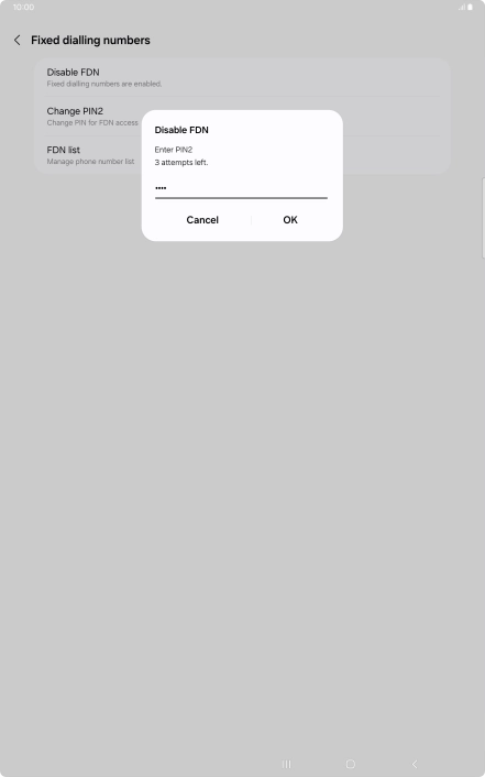 Key in your PIN2 and press OK. The default PIN2 is 1111.