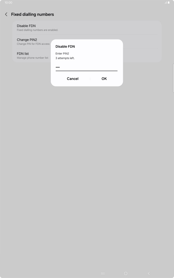 Key in your PIN2 and press OK. The default PIN2 is 1111.